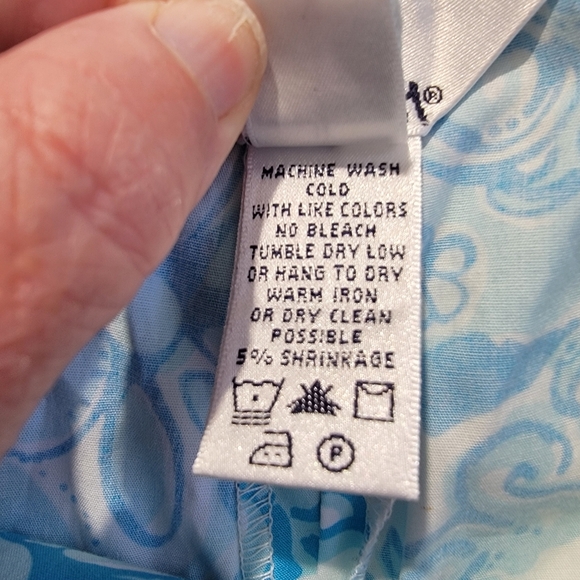 Lilly Pulitzer Cropped Pants Blue White Lion Floral Print Preppy Size 4 - Picture 7 of 11